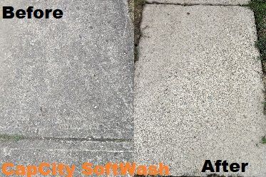 Columbus-area home after exterior cleaning with the work van on site