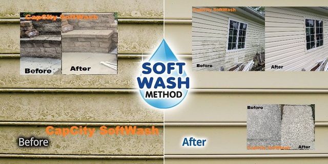 Water beading on a freshly cleaned exterior surface